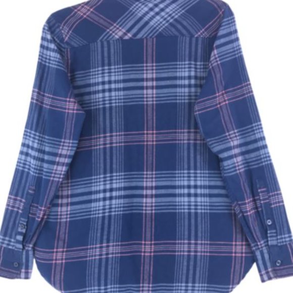 Orvis Flannel Shirt Women's Size XL Blue Plaid Pocket Long Sleeve Lightweight - Picture 6 of 8